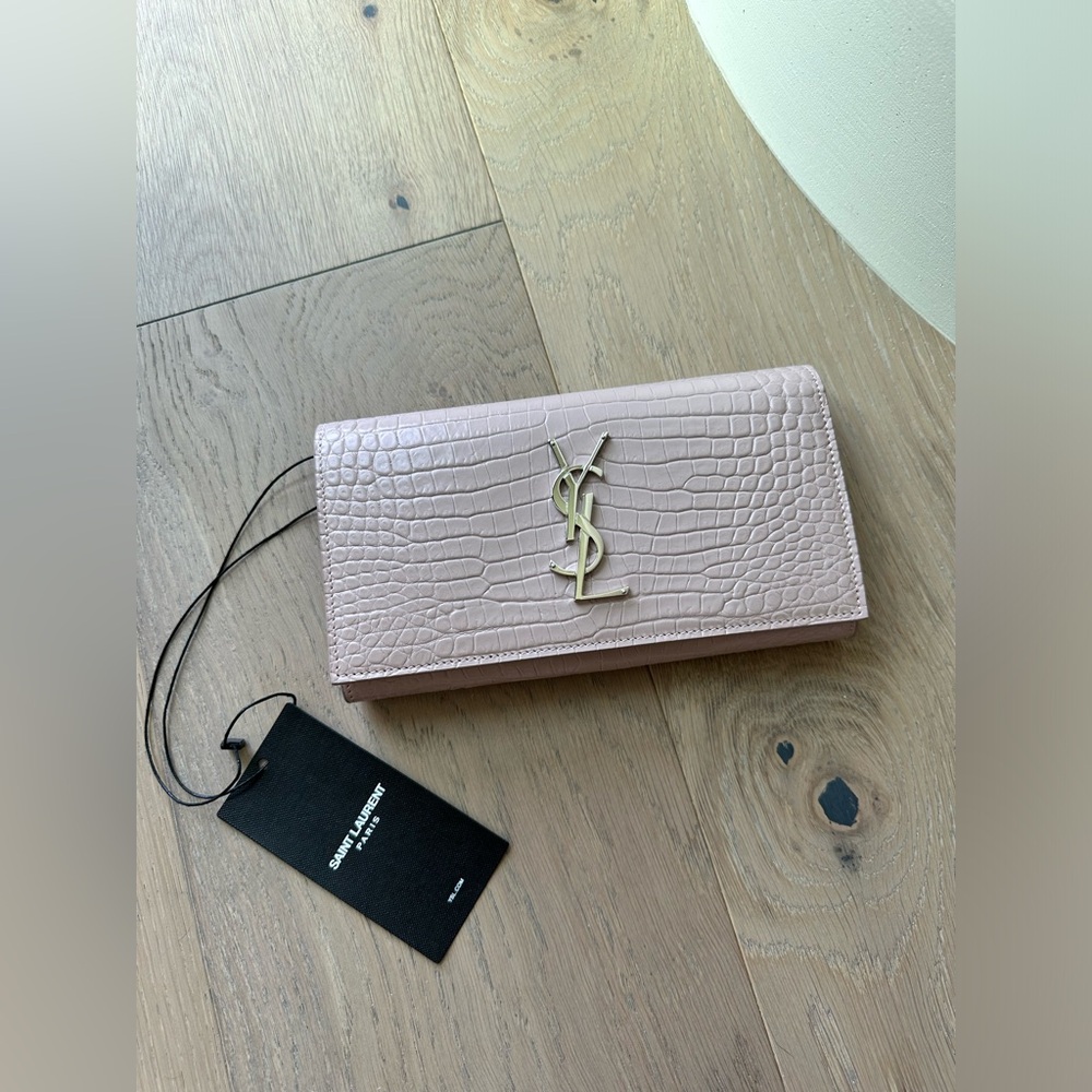 YSL Saint Laurent Croc Embossed Wallet BRAND NEW